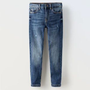 Zara Kids Jeans Mid Rise Skinny Jeans Distressed Dark Wash SZ 4/5 Girls NEW!